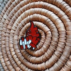 NEW Red Bookworm Triceratops Enamel Pin